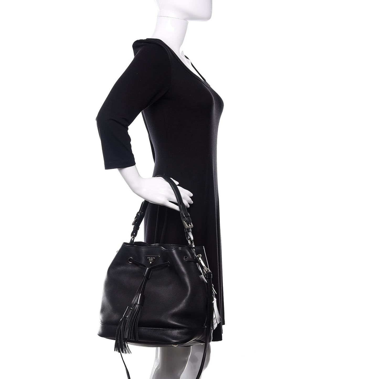 City Calfskin Sport Bucket Bag Black