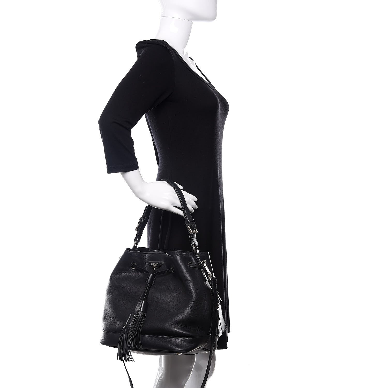 Prada City Calfskin Sport Bucket Bag Black 3 of 16