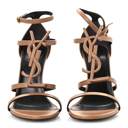 Saint Laurent Calfskin Cassandra 100 Sandals 38.5 Gold Brown 3 of 14