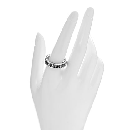 David Yurman Sterling Silver Black Diamond Streamline Two-Row Band Ring 61 9.75 2 of 4