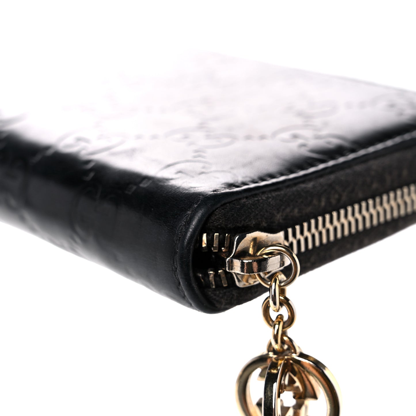Guccissima Large Twins Zip Around Wallet Black