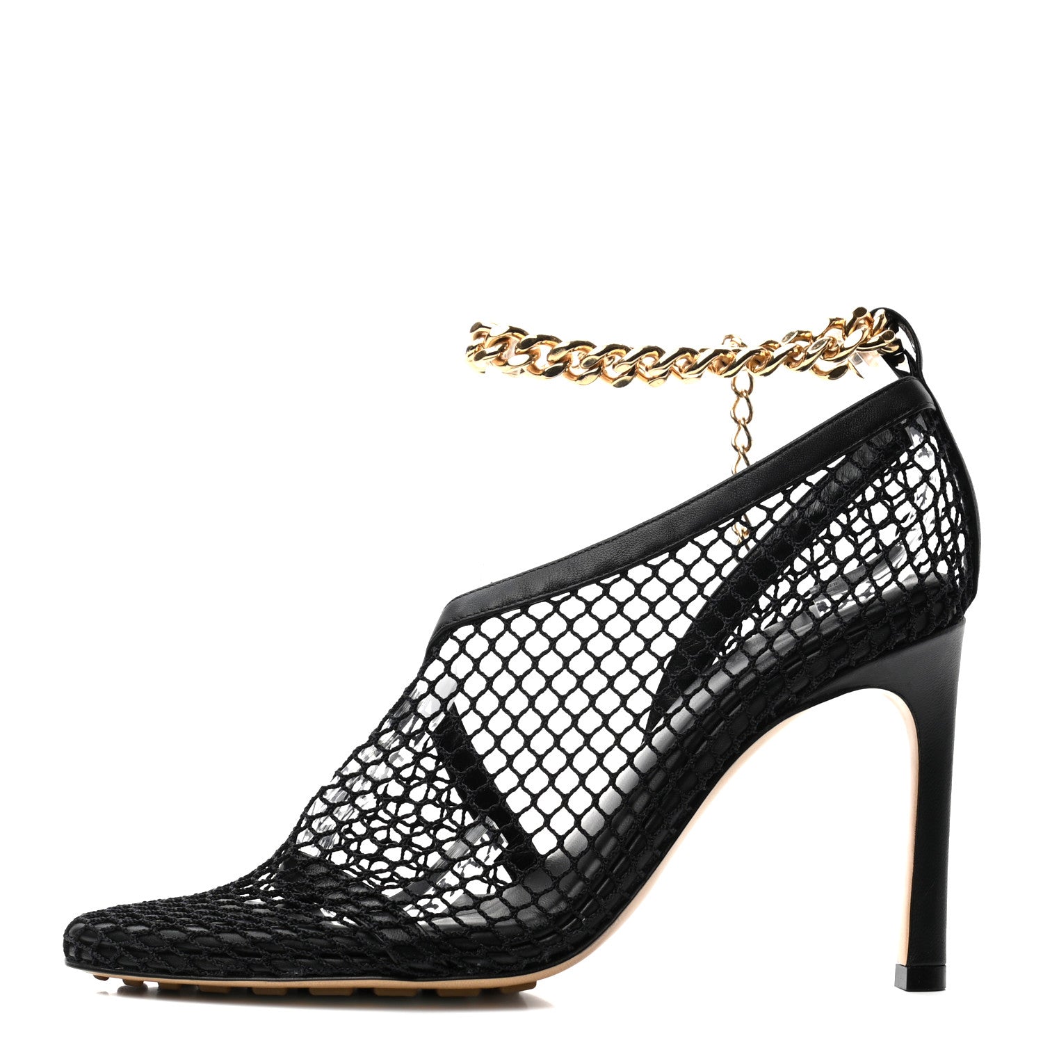 Bottega Veneta Mesh Nappa Chunky Chain Sandals 35 Black 1 of 8