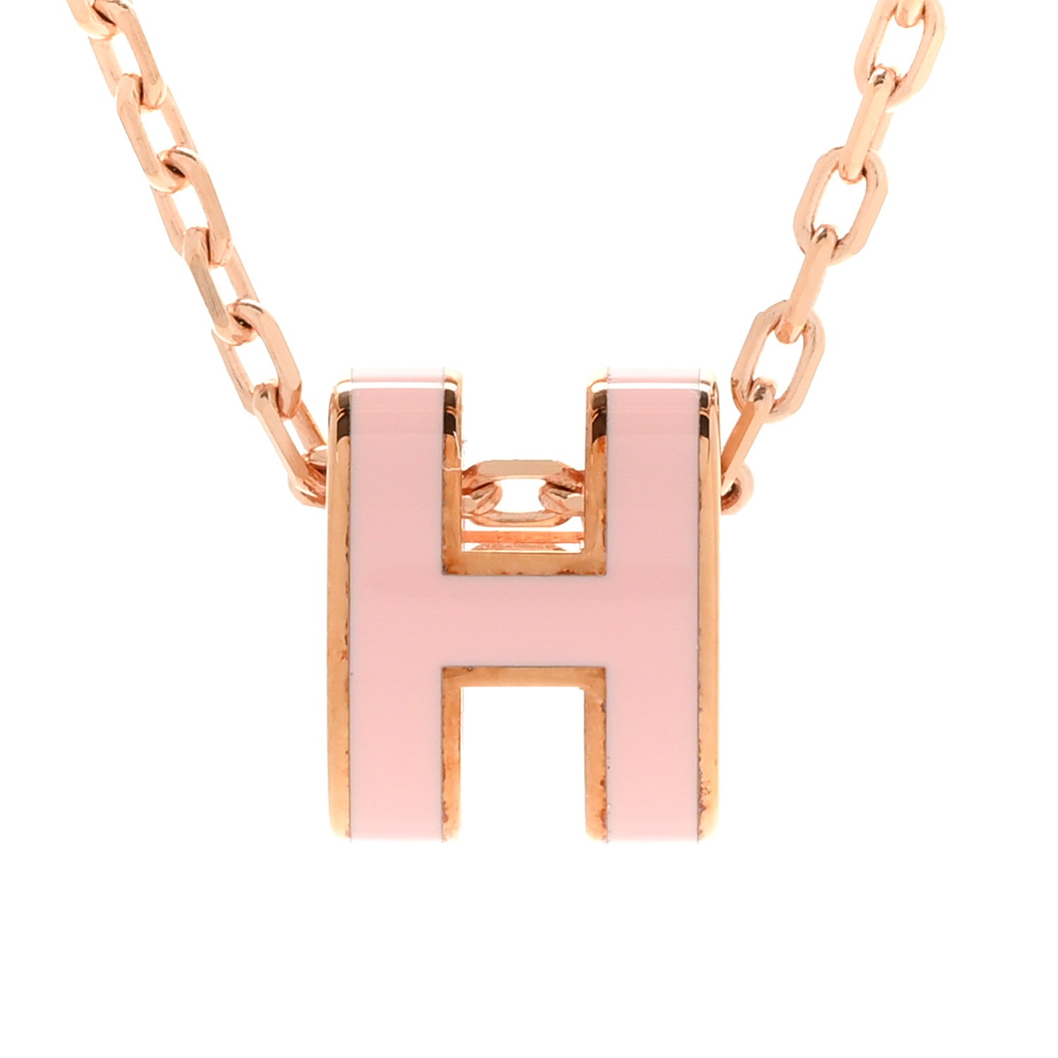 Hermes Lacquered Rose Gold Mini Pop H Pendant Necklace Rose Dragee 4 of 8