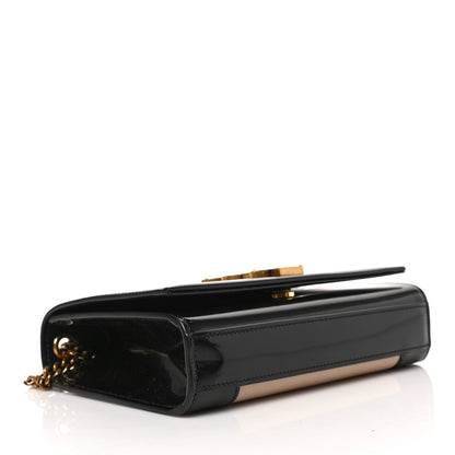 Saint Laurent Nappa Patent Calfskin Two-Toned Small Monogram Kate Satchel Desert Sand Black 4 of 8