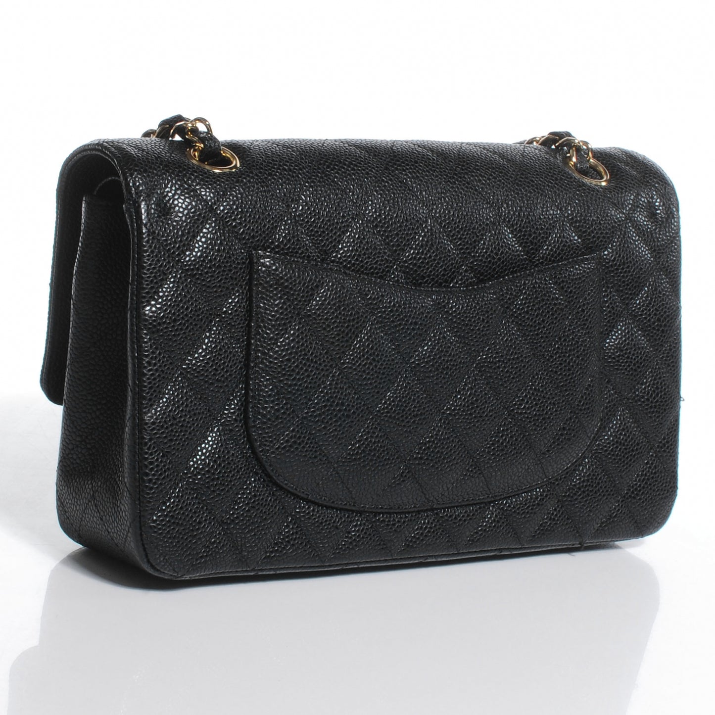 Caviar Quilted Medium Double Flap Black