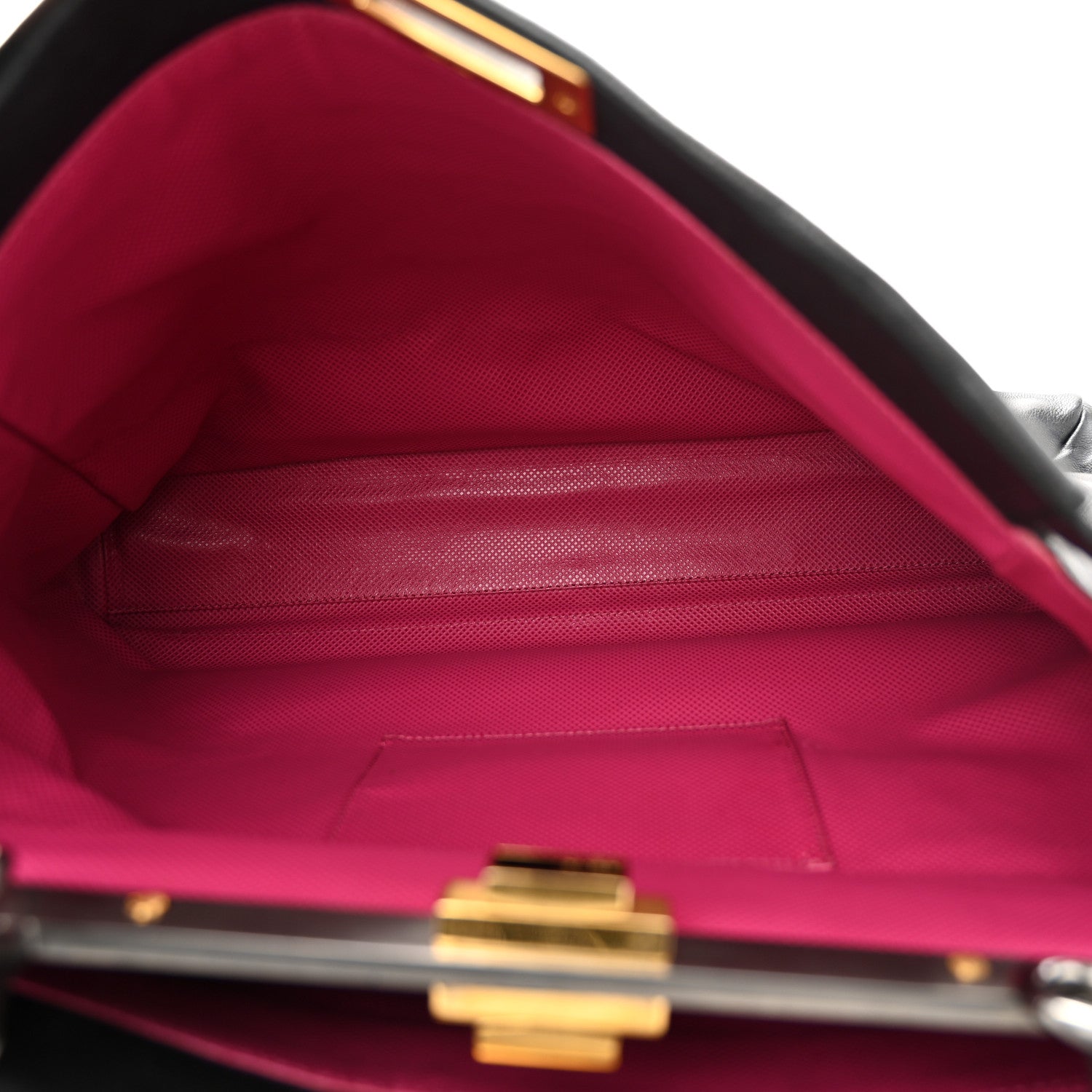Fendi Goatskin Large Peekaboo Iconic Satchel Black Lampone 6 of 10