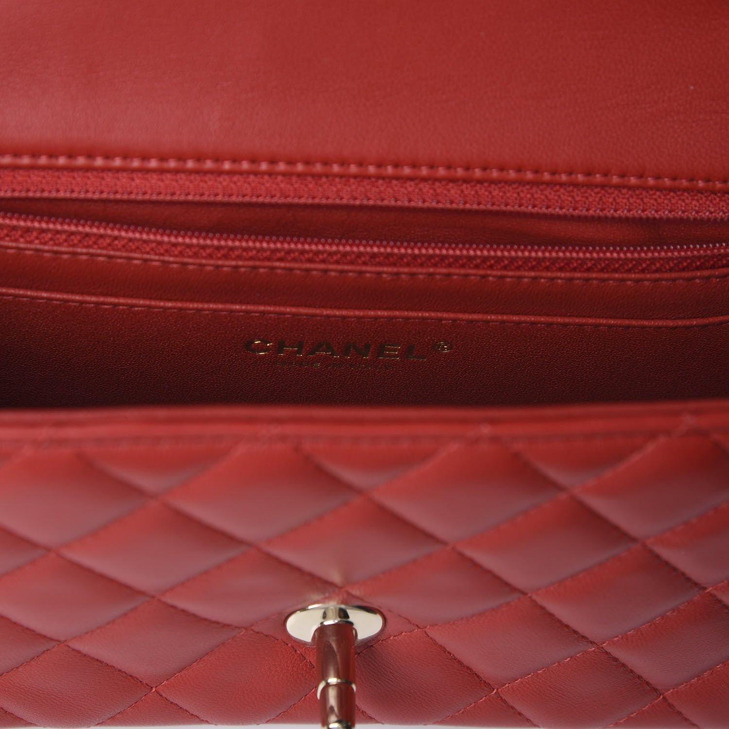 Chanel Lambskin Quilted Mini Rectangular Flap Red 9 of 10