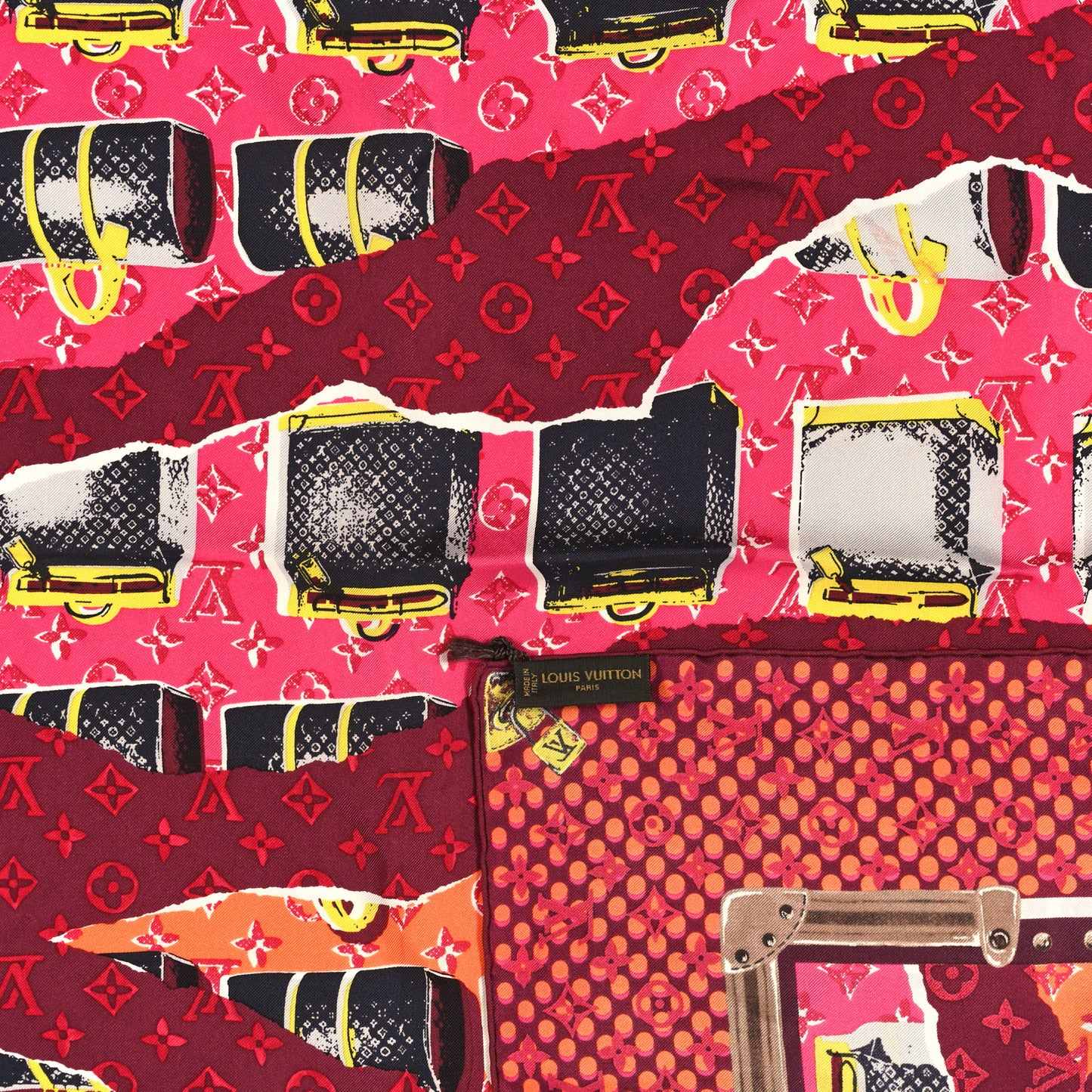 Silk Voyages Keepall Square Scarf Fuchsia Multicolor