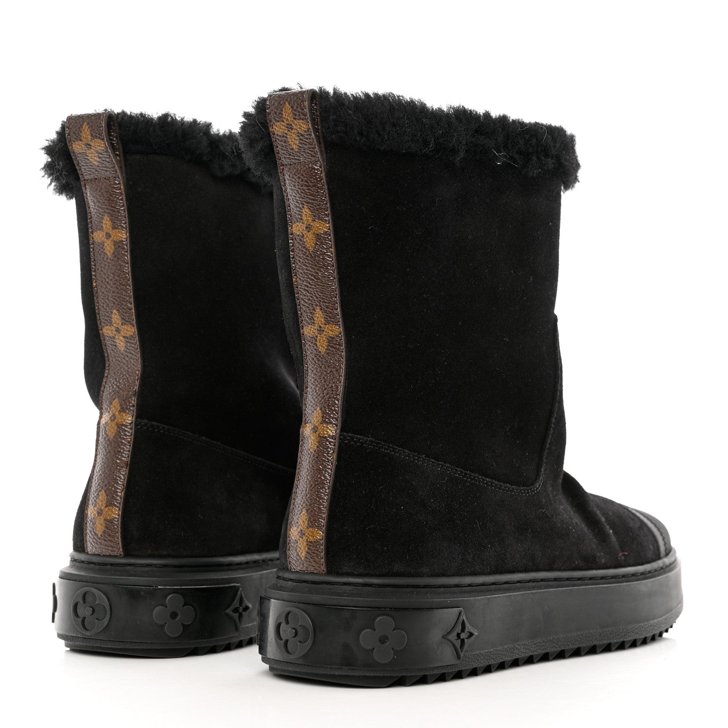 Louis Vuitton Suede Calfskin Monogram Breezy Flat Ankle Boots 36 Black 4 of 10