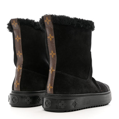 Louis Vuitton Suede Calfskin Monogram Breezy Flat Ankle Boots 36 Black 4 of 10