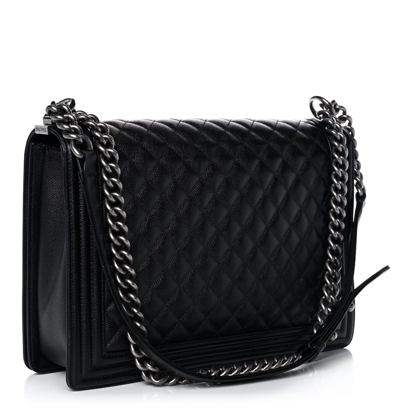 Caviar Quilted Large Boy Flap Black