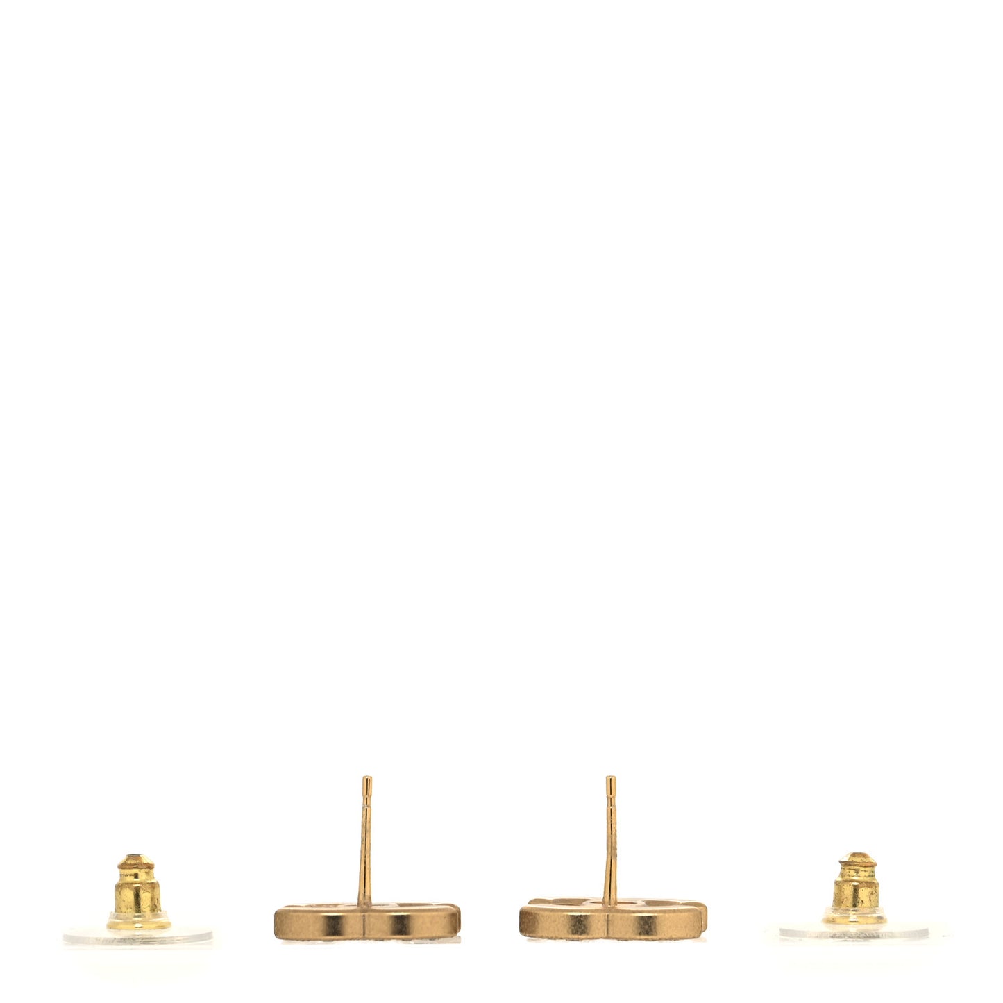 Matte Metal Crystal CC Earrings Gold