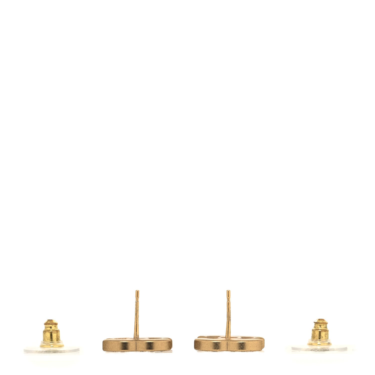 Chanel Matte Metal Crystal CC Earrings Gold 3 of 4