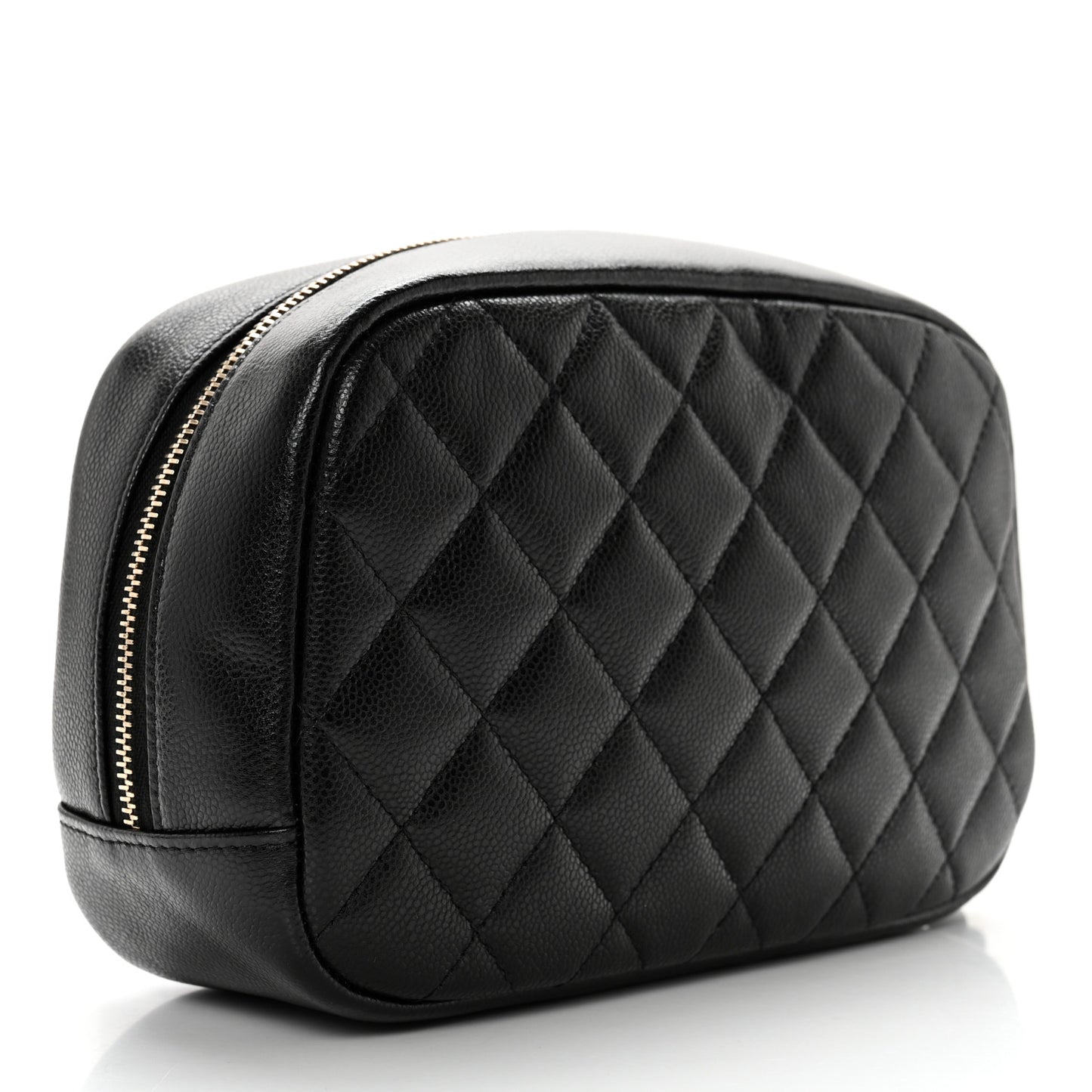 Caviar Quilted Curvy Pouch Cosmetic Case Black