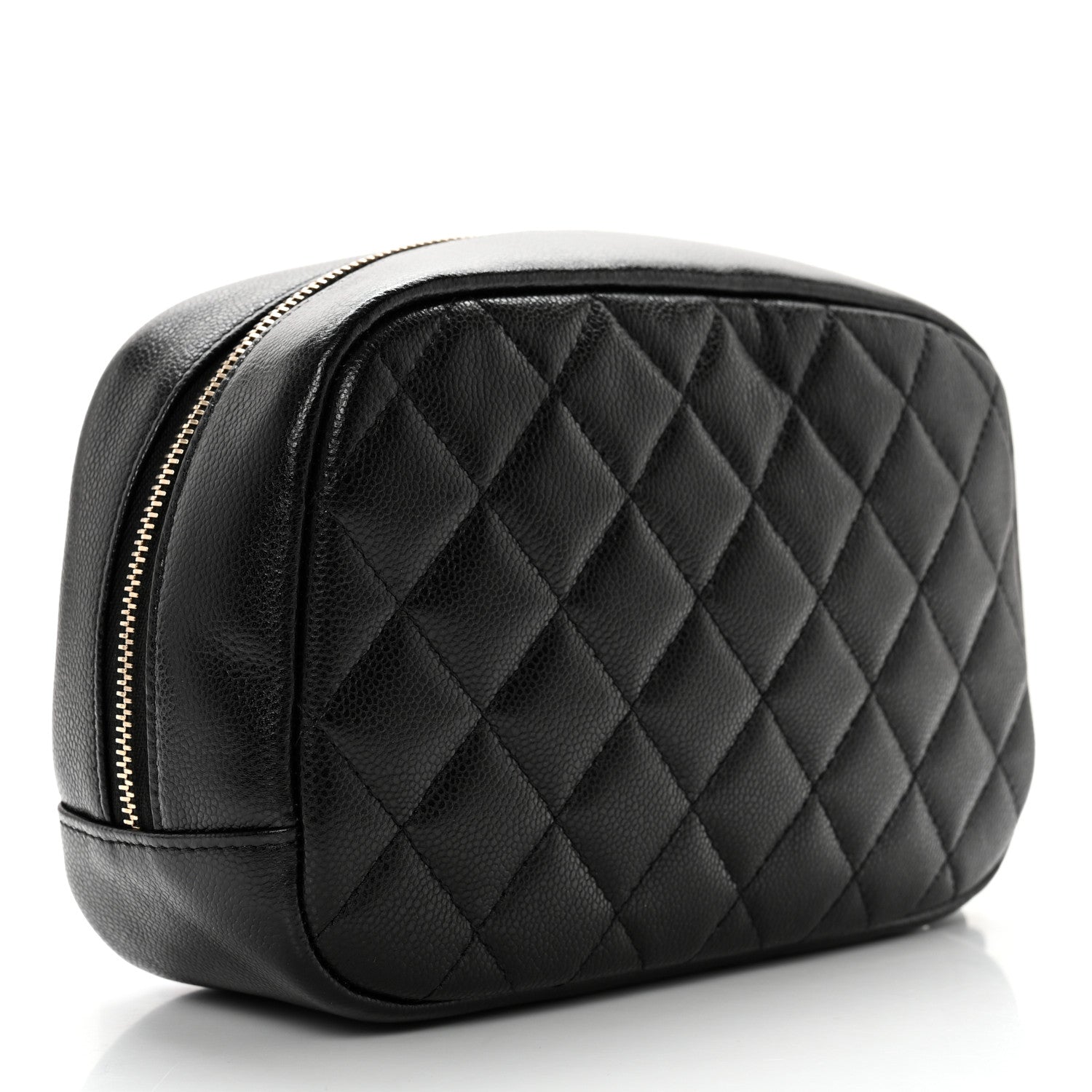 Chanel Caviar Quilted Curvy Pouch Cosmetic Case Black 3 of 8