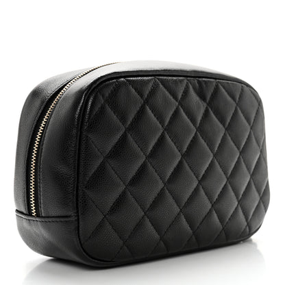 Chanel Caviar Quilted Curvy Pouch Cosmetic Case Black 3 of 8