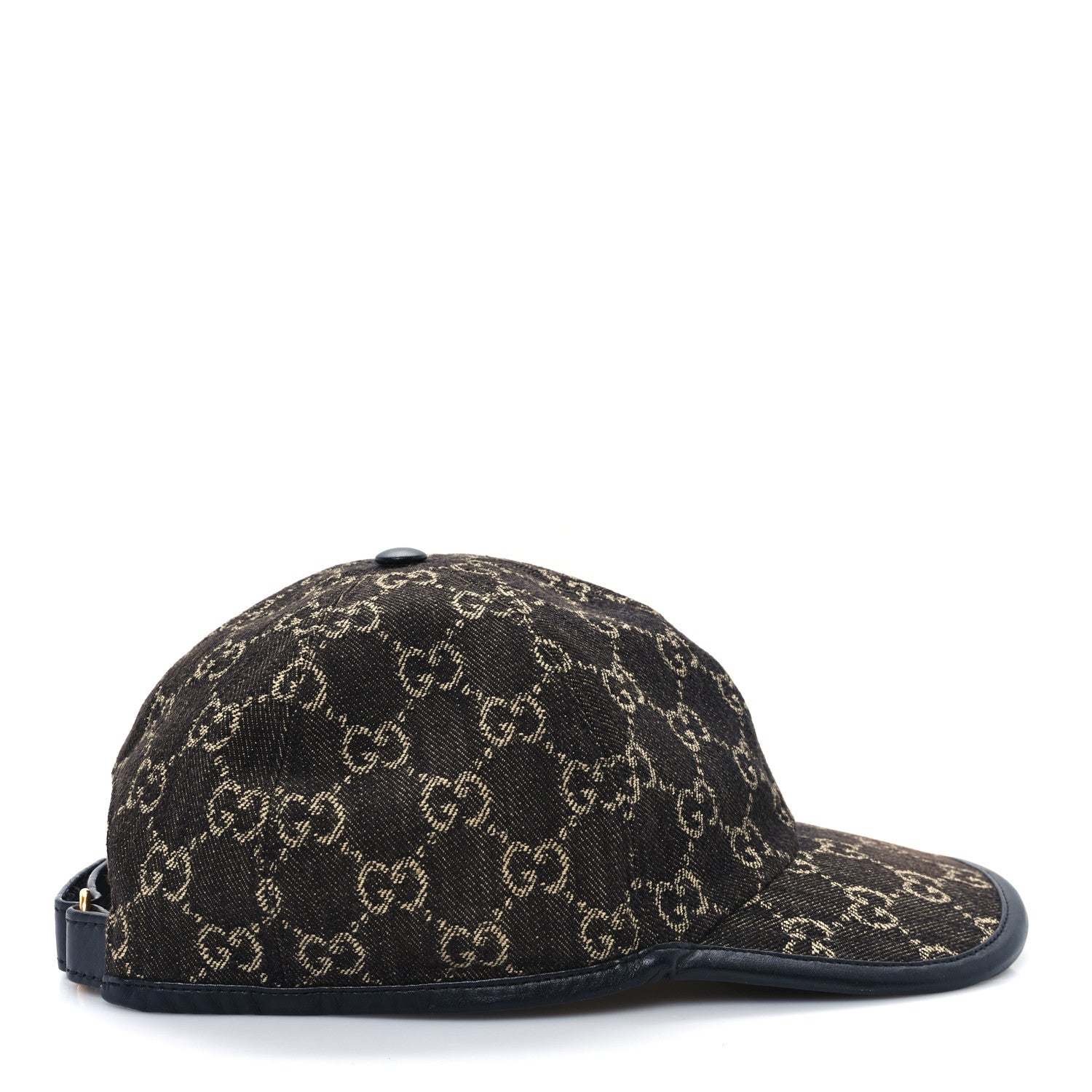 Gucci Denim Calfskin GG Monogram Oscar Baseball Hat M Black Ivory 6 of 11