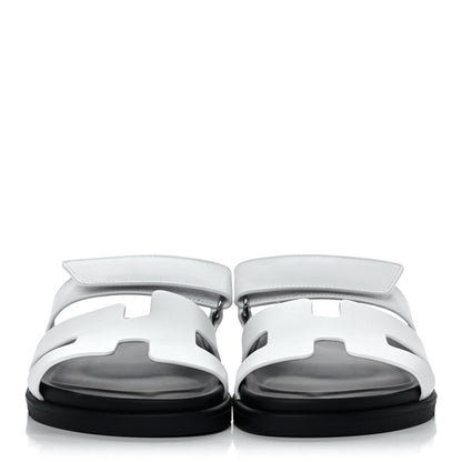Hermes Calfskin Womens Chypre Sandals 38.5 White 2 of 12