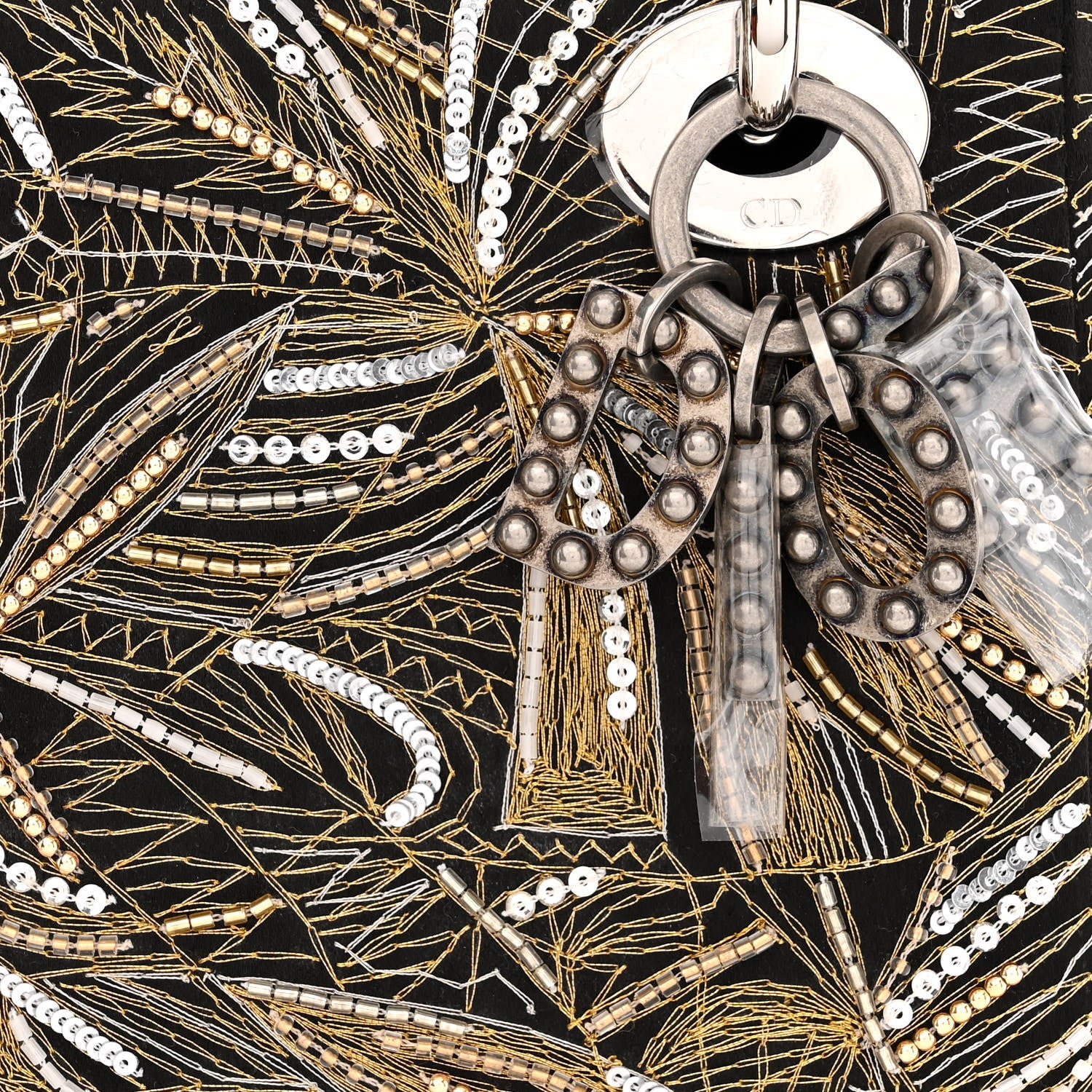 Christian Dior Velvet Embellished Jack Pierson Art Mini Lady Dior Gold Black Multicolor 9 of 12