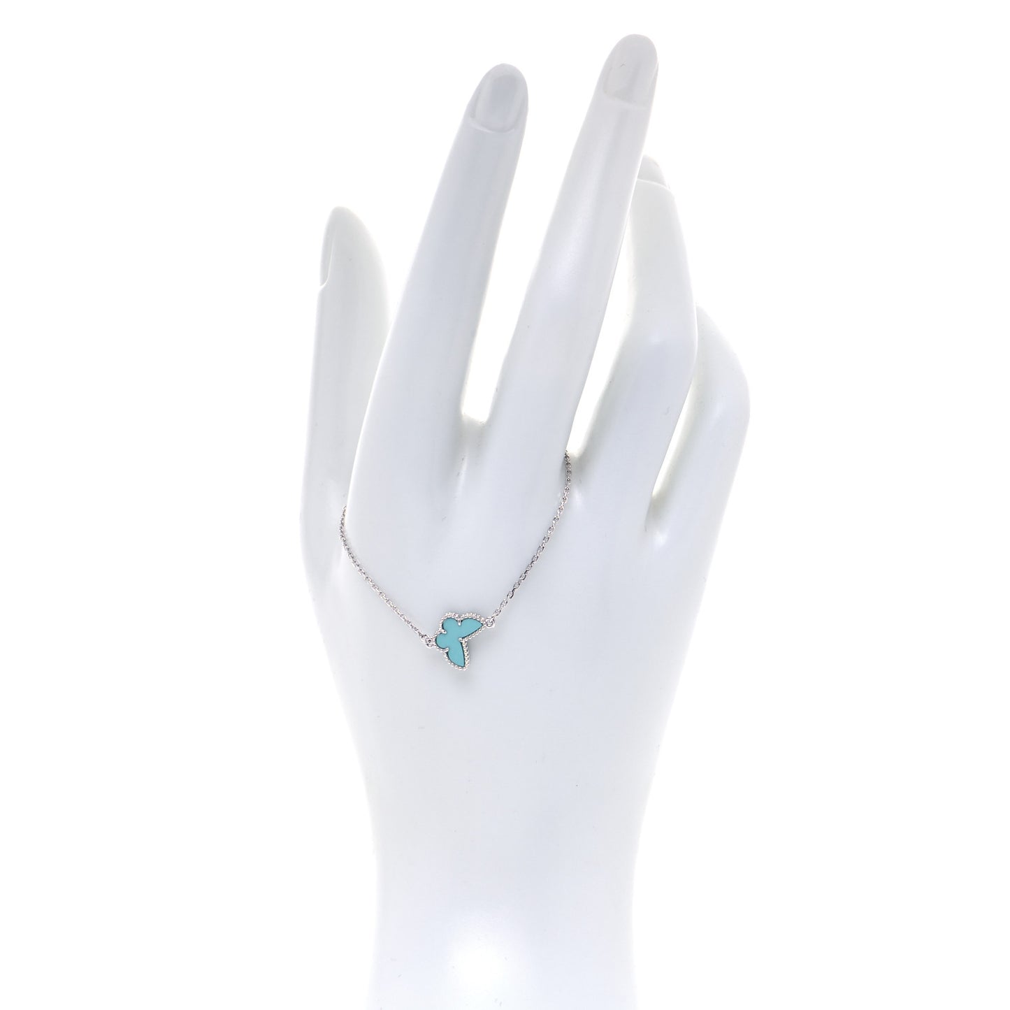 18K White Gold Turquoise Sweet Alhambra Butterfly Bracelet