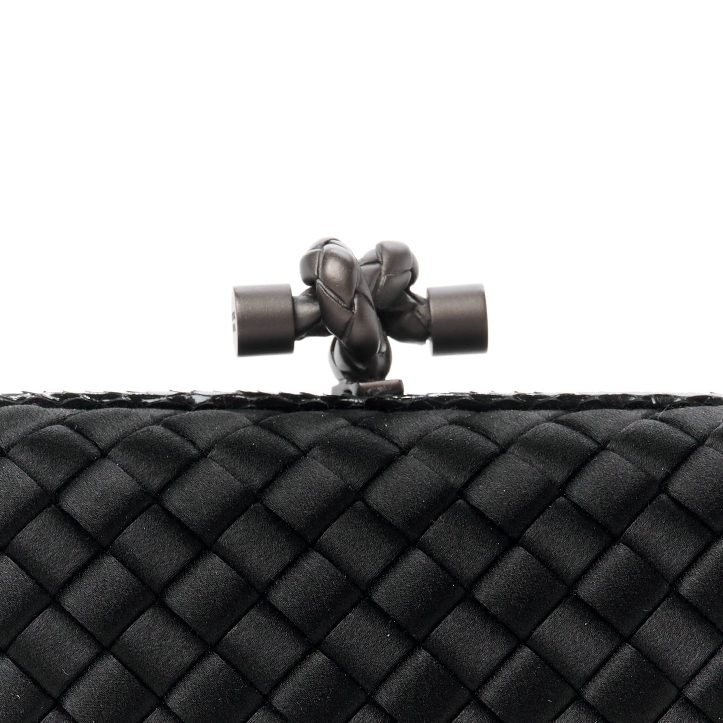 Satin Intreccio Impero Ayers Knot Clutch Black