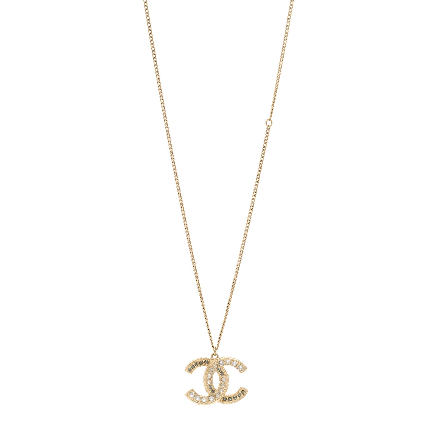 Crystal Enamel CC Reversible Pendant Necklace Gold