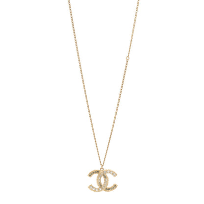 Chanel Crystal Enamel CC Reversible Pendant Necklace Gold 1 of 7
