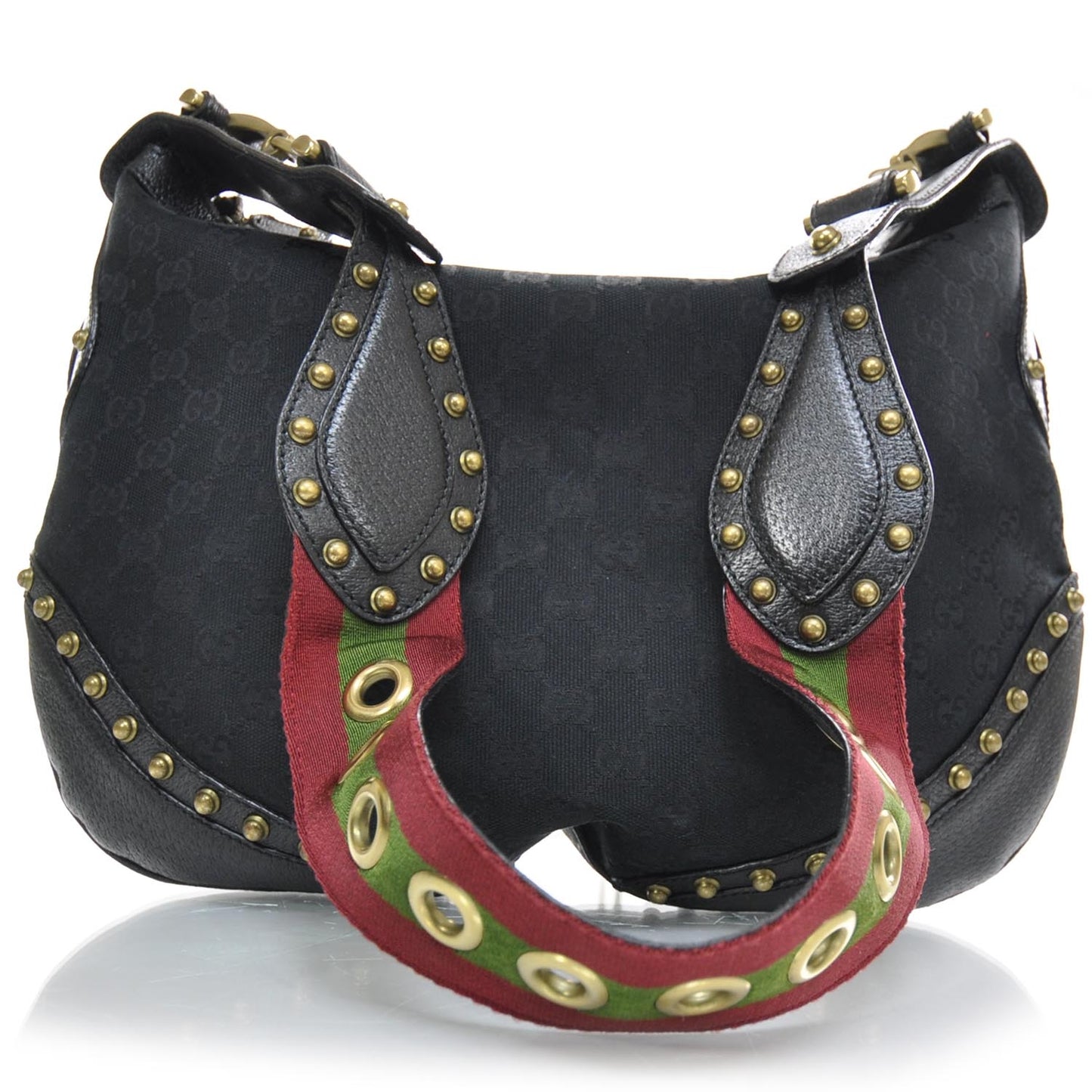 Monogram Studded Shoulder Bag Black