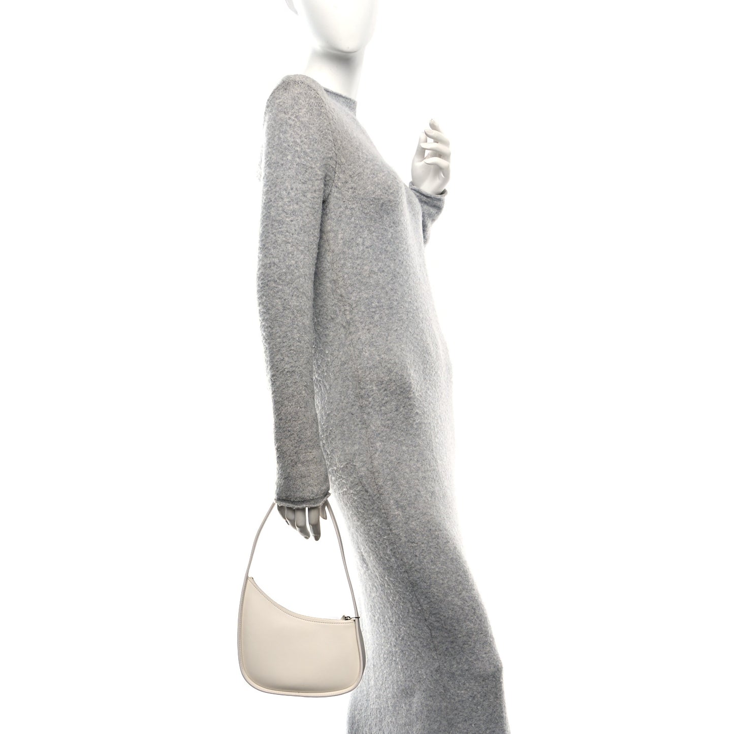 Smooth Calfskin Half Moon Shoulder Bag New Ivory
