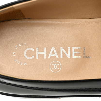 Chanel Shiny Calfskin Logo Loafers 38 Black 7 of 12