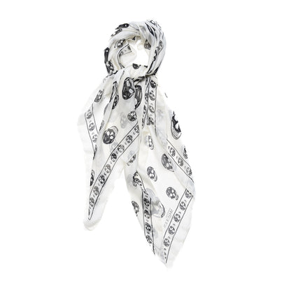 Alexander McQueen Silk Chiffon Skull Scarf Ivory Black 3 of 5