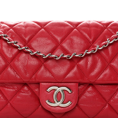 Chanel Glazed Caviar Medium Nature Flap Bag Red 8 of 11