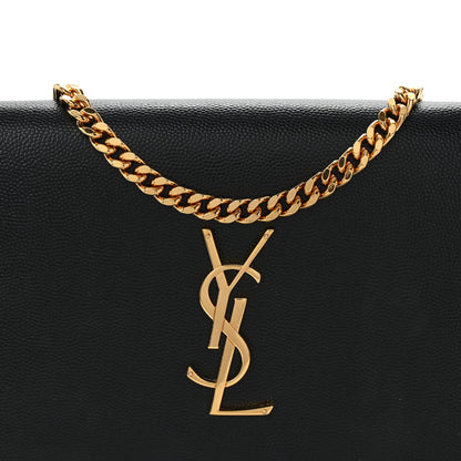 Saint Laurent Grain De Poudre Monogram Chain Wallet Black 7 of 9