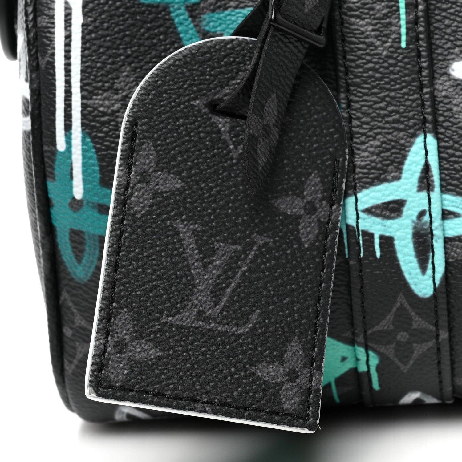 Louis Vuitton Monogram Eclipse LV Graffiti Keepall Bandouliere 25 Green Lights 8 of 8