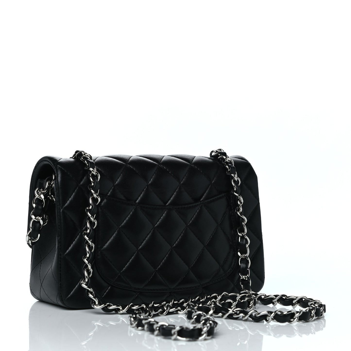 Lambskin Quilted Mini Rectangular Flap Black