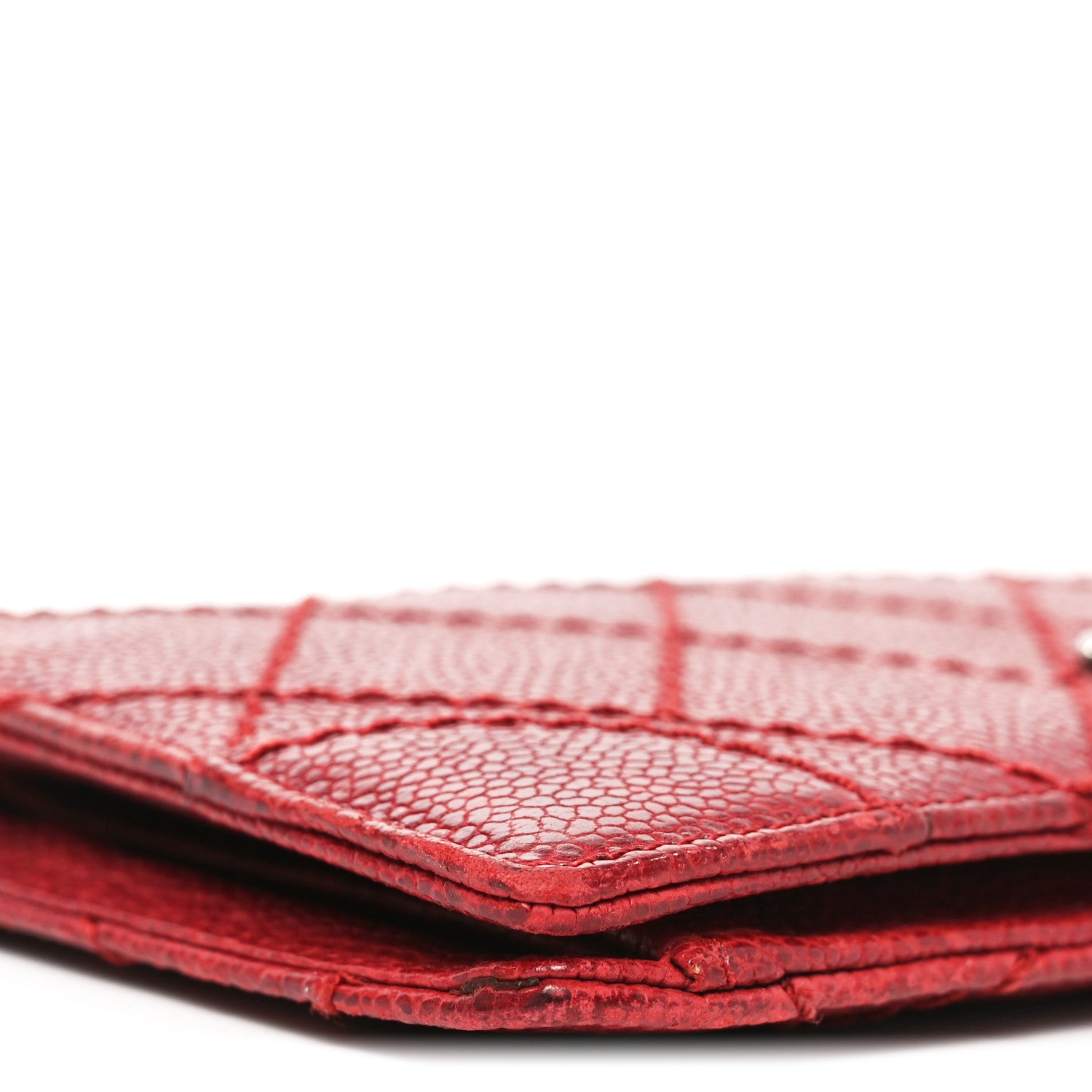 Chanel Distressed Caviar Stitched Outdoor Yen Wallet Bordeaux Clair 9 of 13