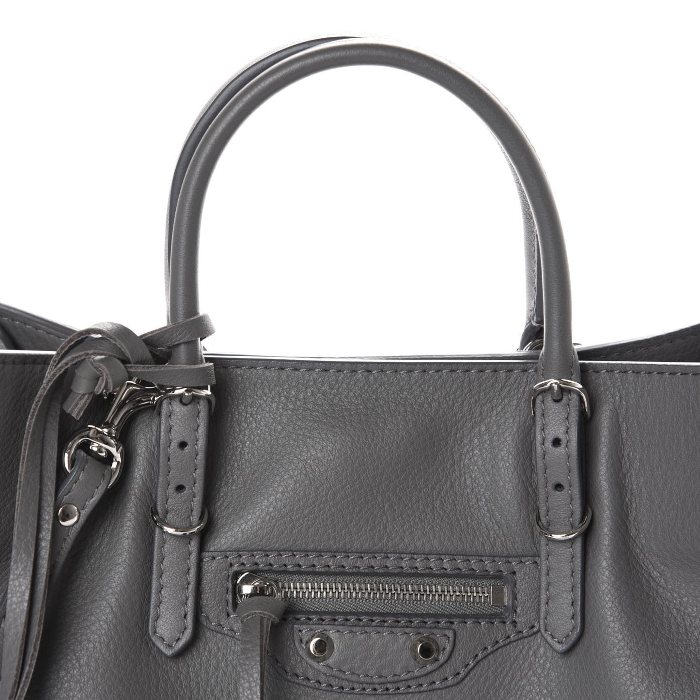 Veau Papier A6 Zip Around Tote Gris Metal