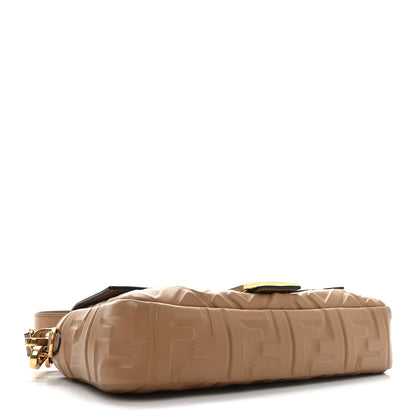 Fendi Nappa FF 1974 Embossed Baguette Miele Scuro 4 of 13