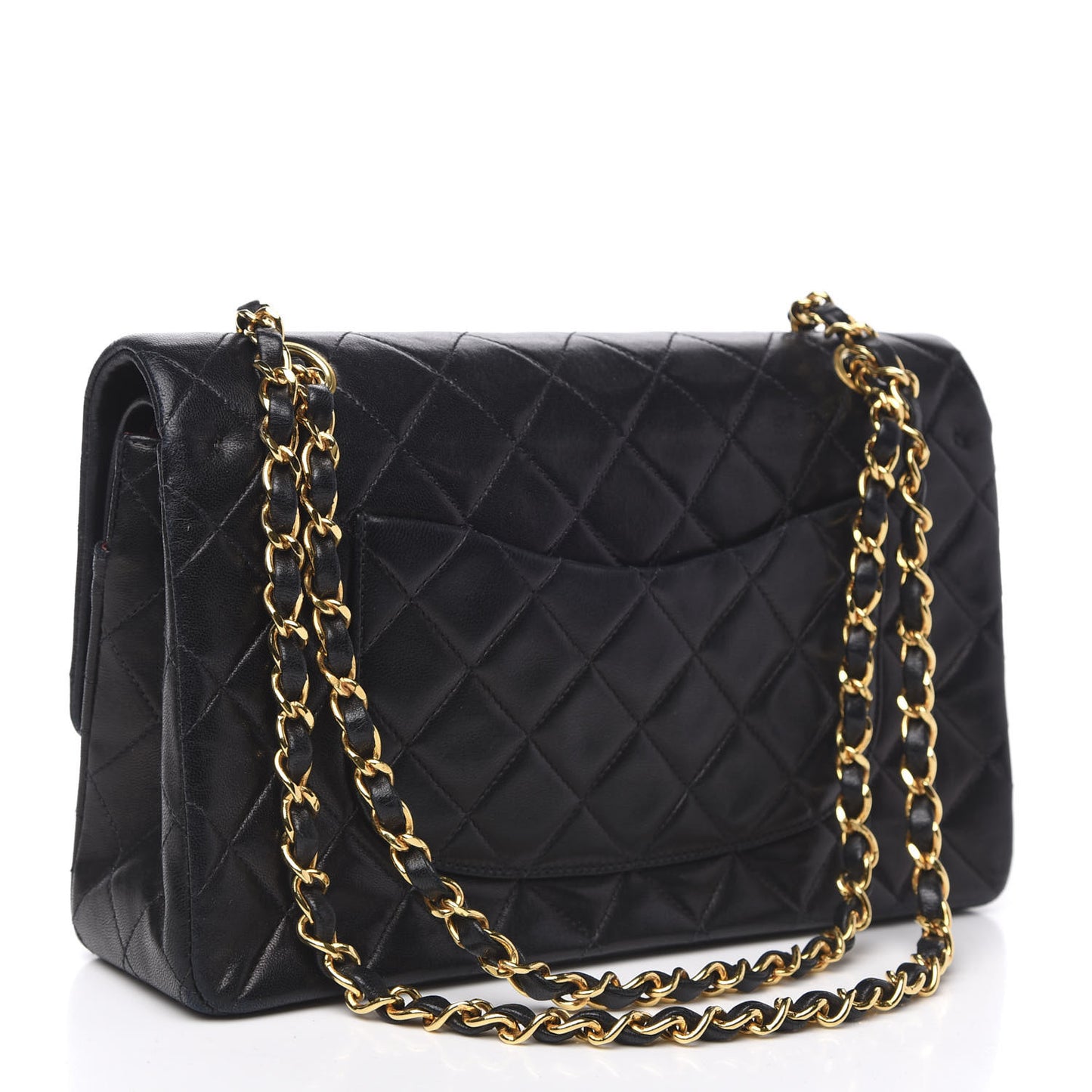Lambskin Quilted Medium Double Flap Black