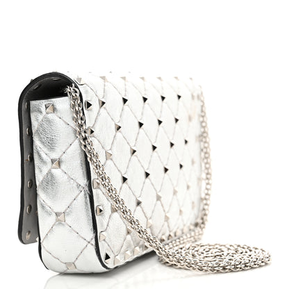 Valentino Garavani Metallic Nappa Rockstud Spike Shoulder Bag Silver 3 of 15
