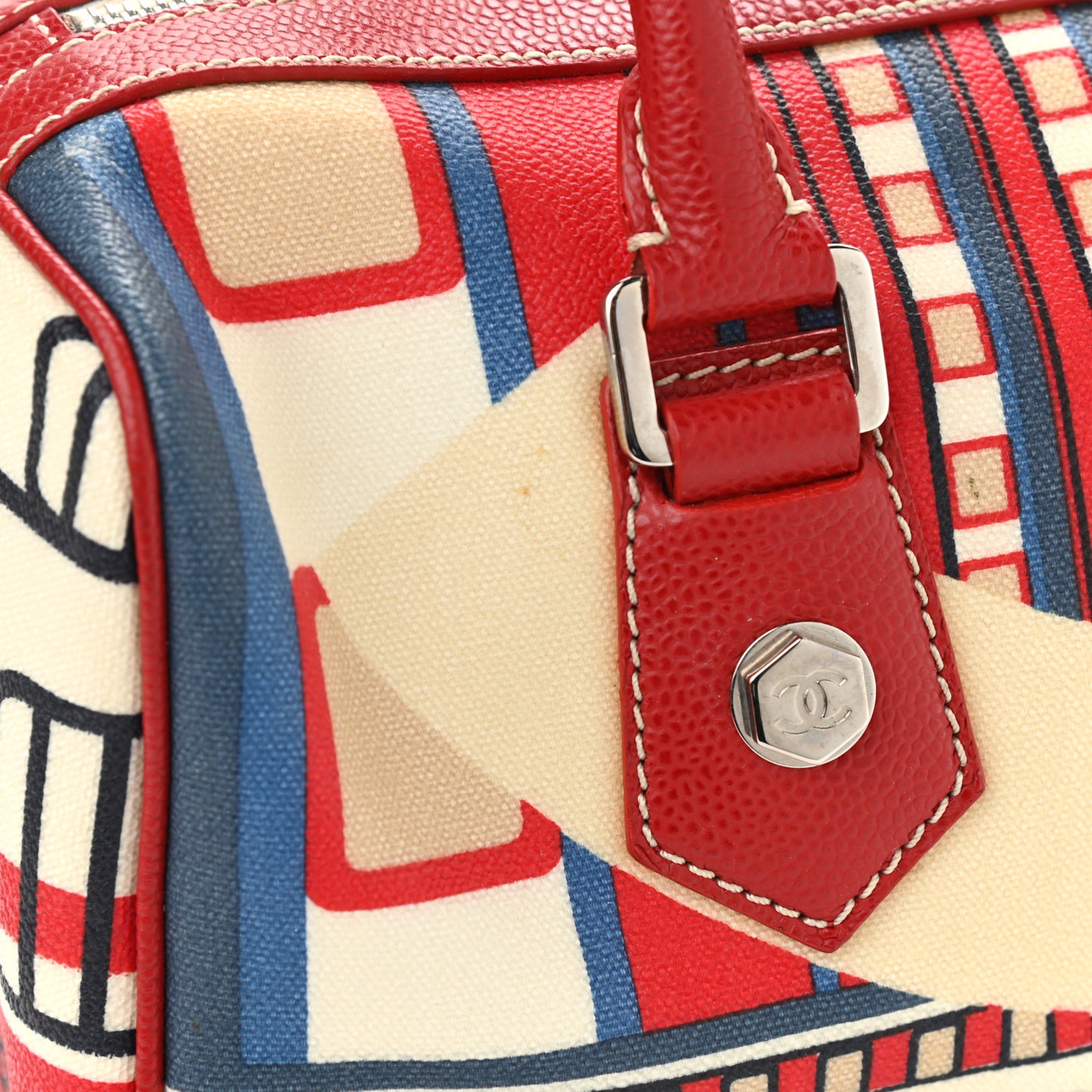 Coated Canvas Le Train Boston Bag Red