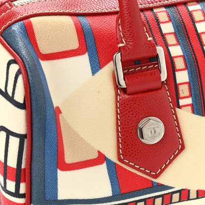 Chanel Coated Canvas Le Train Boston Bag Red 14 of 17