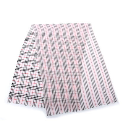 Burberry Wool Silk Gauze Vintage Check Scarf Alabaster Pink 3 of 9