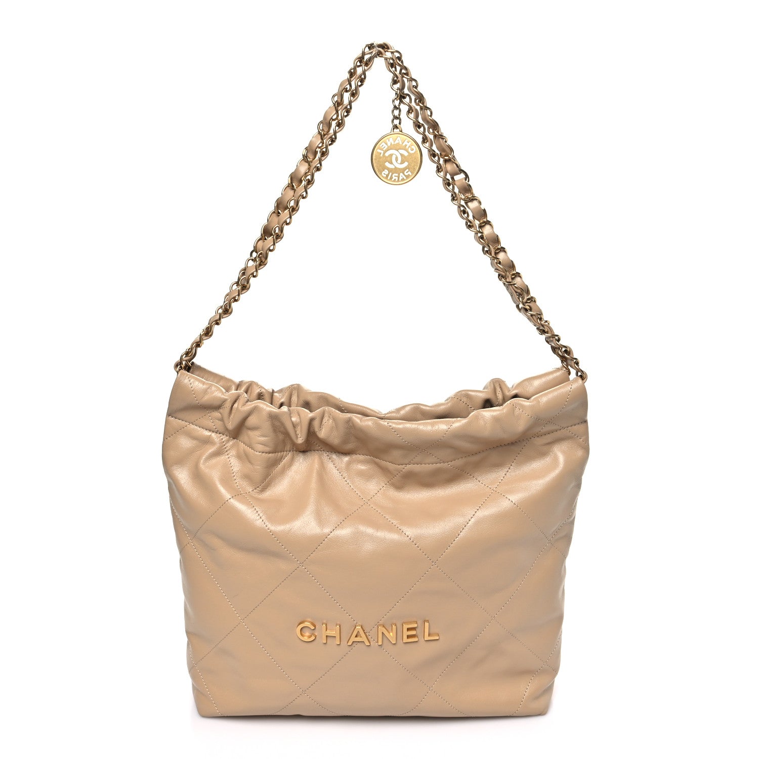 Chanel Shiny Calfskin Quilted Small Chanel 22 Beige 1 of 11