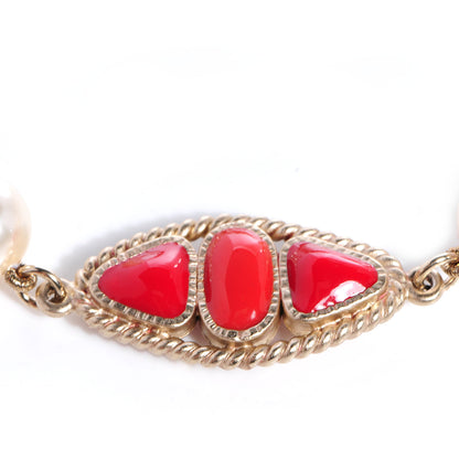 Chanel Enamel Pearl CC Bracelet Gold Red 3 of 6
