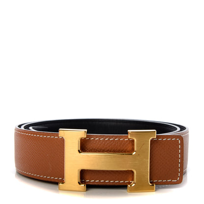 Hermes Swift Epsom 32mm H Belt 80 Black Gold 1 of 8