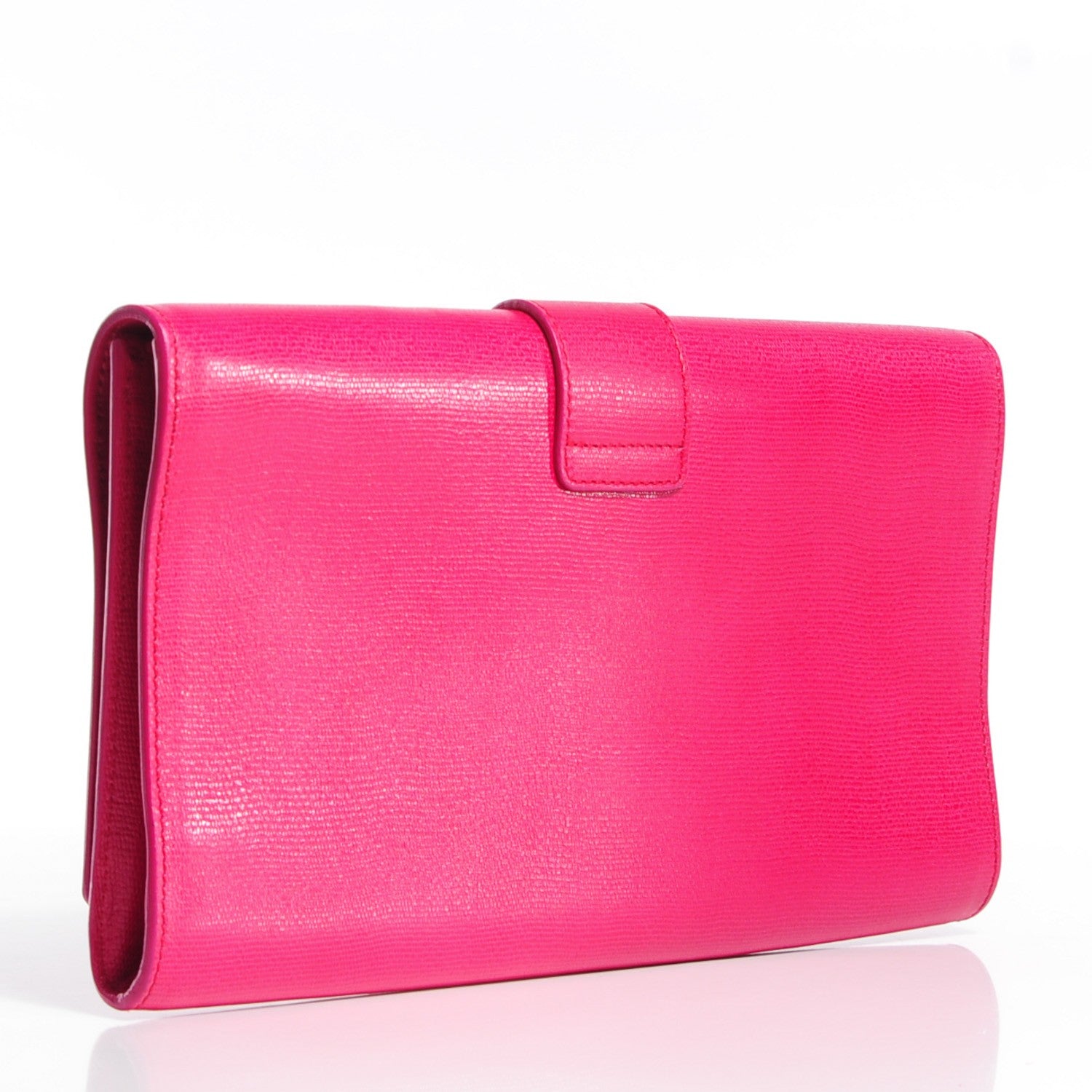 Saint Laurent Textured Calfskin Large Classic Y Clutch Fuchsia 3 of 7