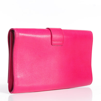 Saint Laurent Textured Calfskin Large Classic Y Clutch Fuchsia 3 of 7