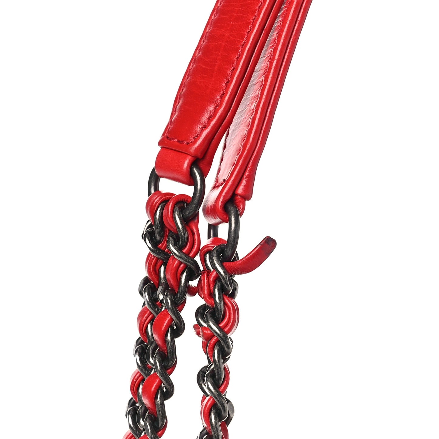 Glazed Calfskin Quilted Korean Garden Tote Red