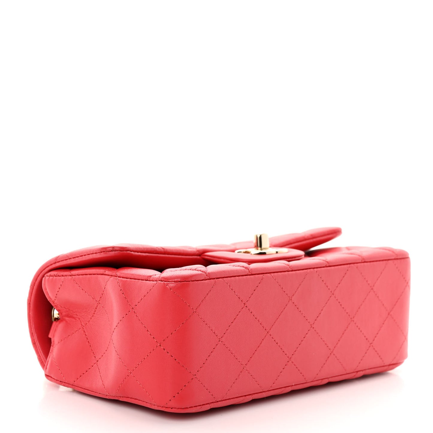 Lambskin Quilted Mini Rectangular Flap Red